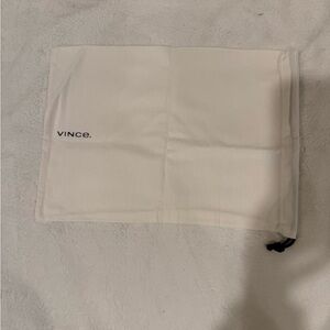 Vince White Drawstring Dust Pouch with Black Logo